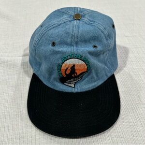 “Howl at the Moon” Orlando Blue & Black Denim Cap w/ Wolf & Piano Design